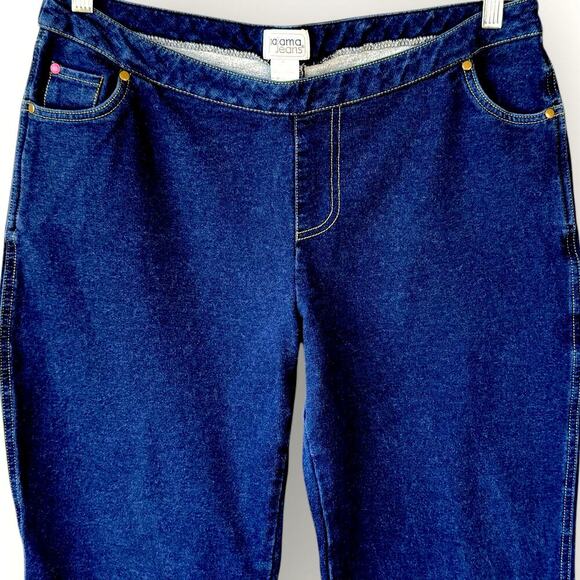 Pajama Jeans Bootcut Mid Rise Terry Stretch Pullon Drawstring Jeans Size L Blue - Picture 4 of 15